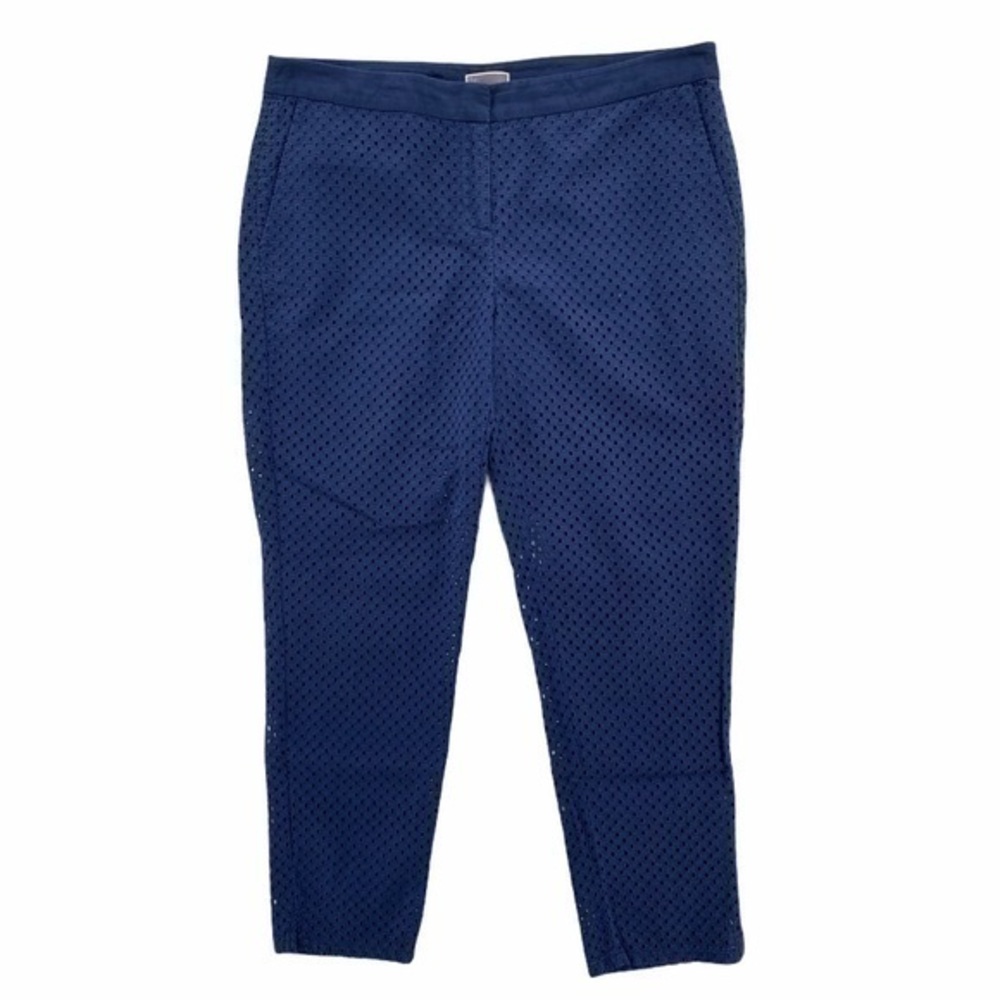 Chelsea28 Navy Cotton Eyelet Mid Rise Crop Pant